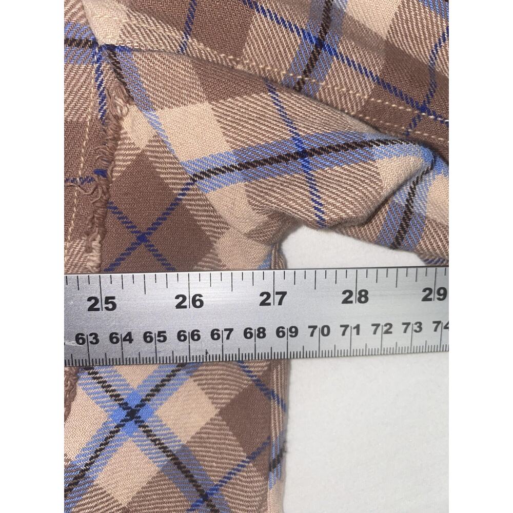 We The Free Shirt Womens Large Brown Plaid Frayed Hem Button Up Flannel Top - Picture 5 of 6